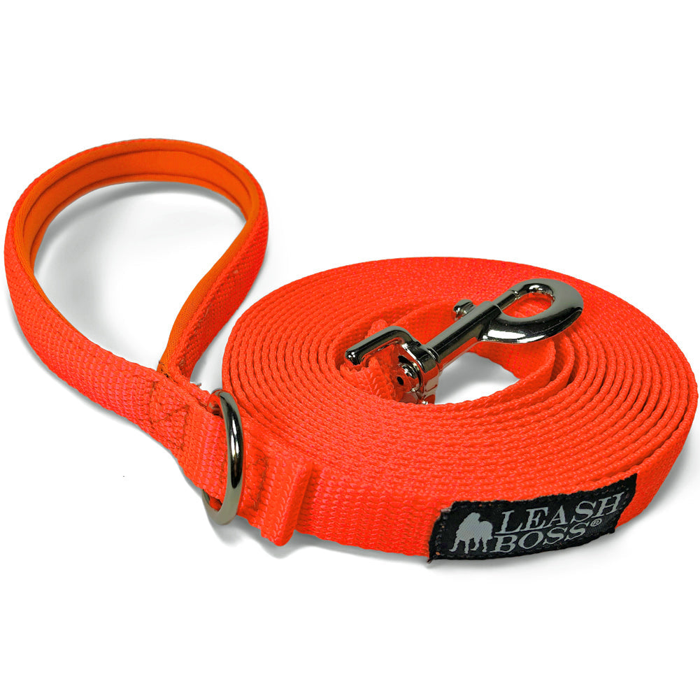 Enhance dog walks with our premium 15-foot 3/4-inch dog leash featuring a padded handle for comfort. Crafted for durability and control, this leash ensures a secure grip during outdoor adventures. Elevate your canine companionship with our expertly designed, SEO-optimized leash for a seamless and enjoyable walking experience.