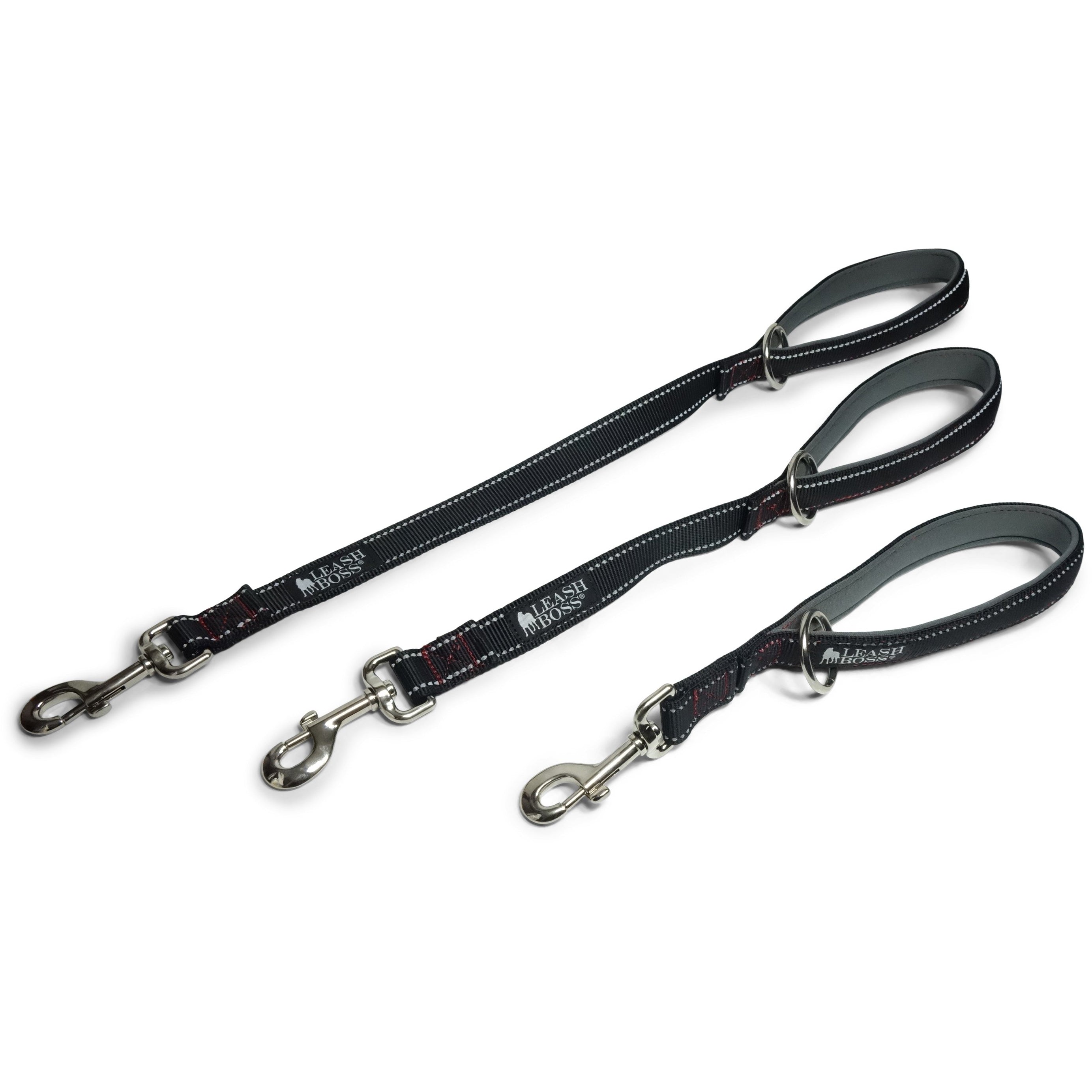 24 Inch Padded Handle Leash with Reflective Webbing and O-Ring