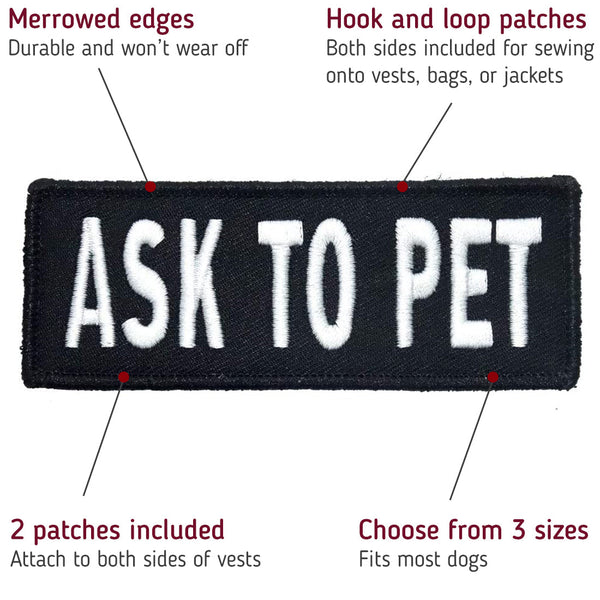 Embroidered Ask to Pet Dog Patches with Hook/Loop