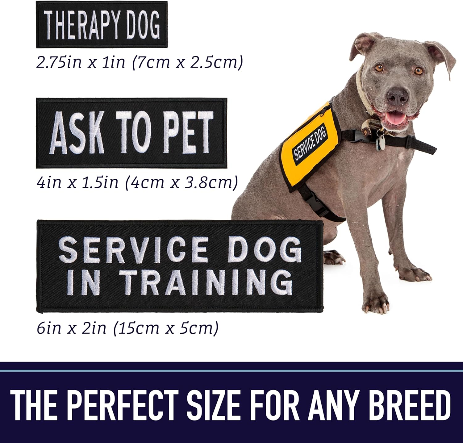 Embroidered "Service Dog" Patches with Hook/Loop