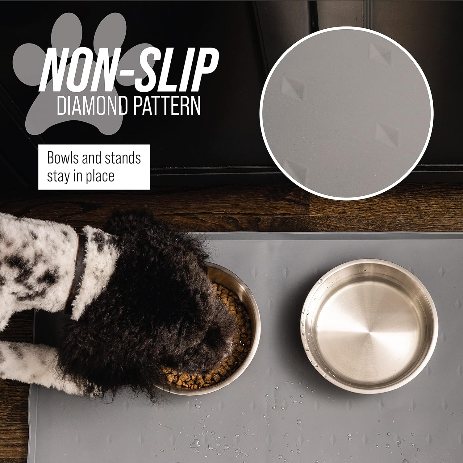 Elevate pet dining with our Splash Mat Silicone Dog Food Mat featuring a tall lip for mess-free meals. Crafted from premium silicone, this durable mat safeguards floors. Enhance cleanliness and style, making it the top choice for conscientious pet owners. Buy the best Splash Mat now for a pristine pet dining experience.