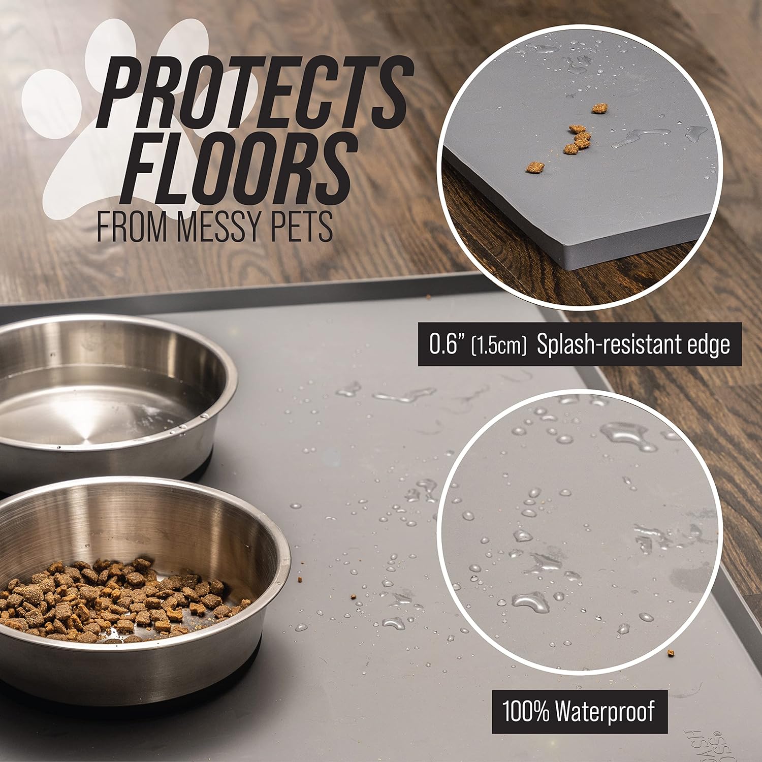 Elevate pet dining with our Splash Mat Silicone Dog Food Mat featuring a tall lip for mess-free meals. Crafted from premium silicone, this durable mat safeguards floors. Enhance cleanliness and style, making it the top choice for conscientious pet owners. Buy the best Splash Mat now for a pristine pet dining experience.