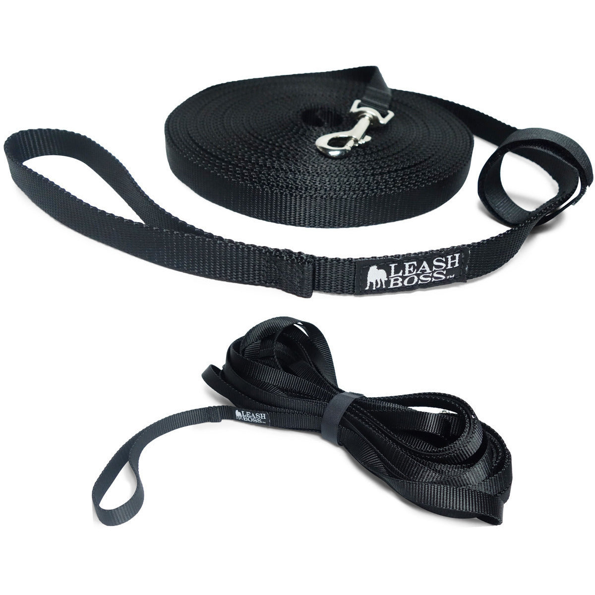 Long Trainer - 15 Foot 3/4 Inch Nylon Dog Training Leash with Storage Strap