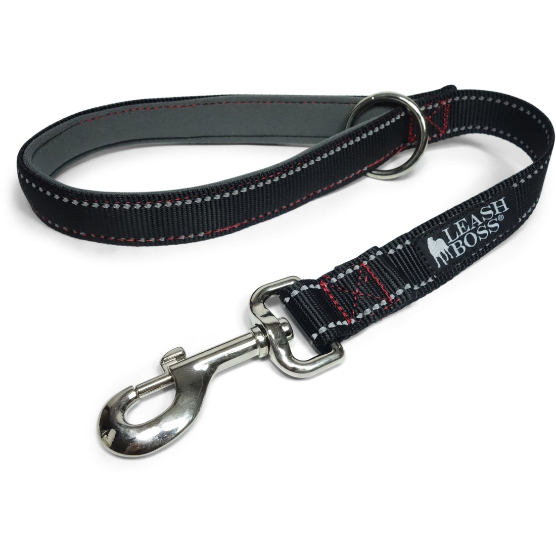 18 inch short leash with reflective webbing and o ring