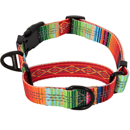 Explore our stylish Pattern Collection Martingale Dog Collar featuring a vibrant and reflective fabric design. Crafted for durability and safety, this collar combines fashion with function. Discover the perfect blend of style and visibility for your furry friend. Upgrade your dog&