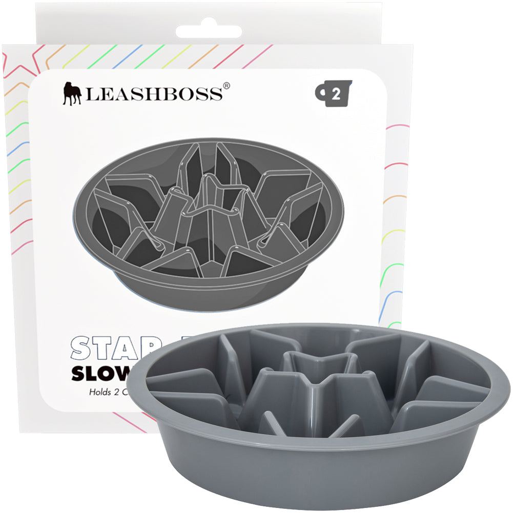 Slow feed bowl for dogs with star pattern