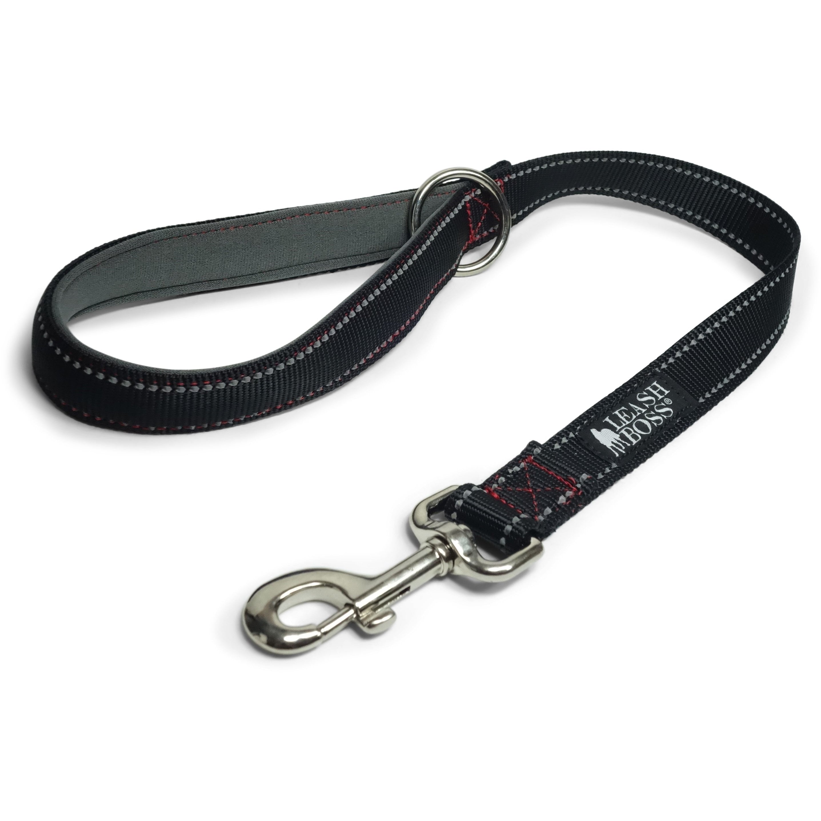 24 Inch Padded Handle Leash with Reflective Webbing and O-Ring – Leash Boss