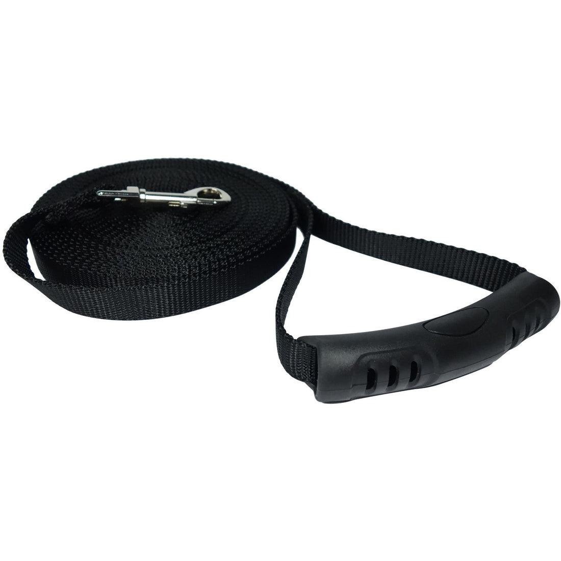 black 30 foot long dog leash with handle