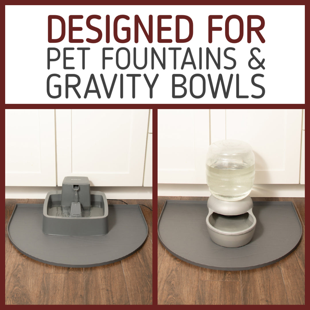  Enhance pet hydration with the Leashboss Fountain Mat, a durable silicone water mat crafted for pet fountains and gravity water bowls. This non-slip, easy-to-clean mat safeguards floors while providing a stylish solution for your furry friend&