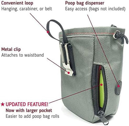 Dog Training Treat Pouch with Poop Bag Dispenser and Pockets for Phone and Wallet