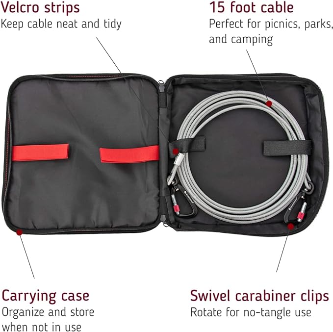 Explore our durable Tie Out Cable Kit with Carrying Case, ensuring secure pet containment. This premium dog leash solution offers strength and convenience. Ideal for outdoor activities, the kit includes a robust cable and a portable case for easy storage. Elevate your pet&