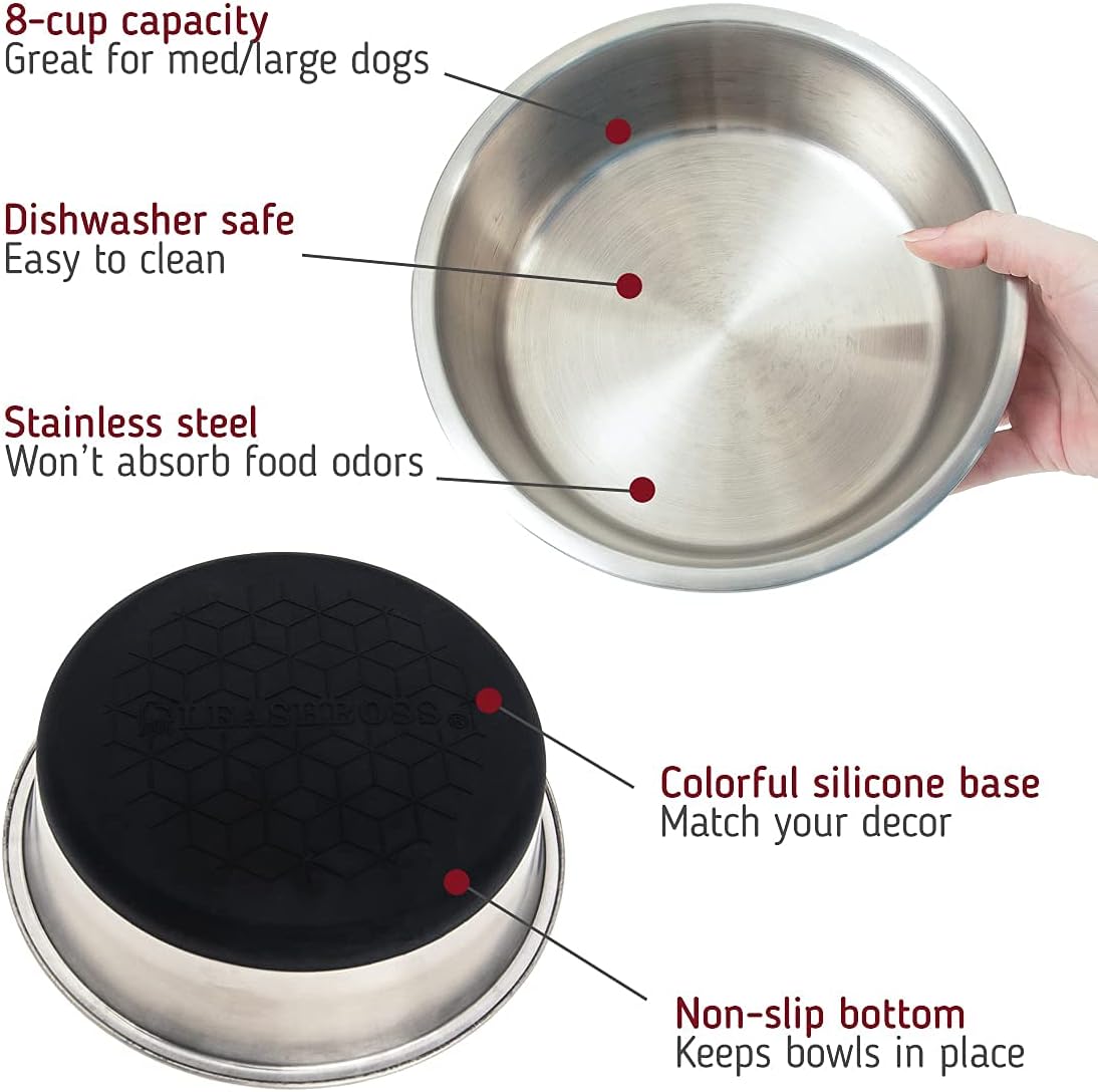 Stainless Steel Dog Bowl with Silicone Base