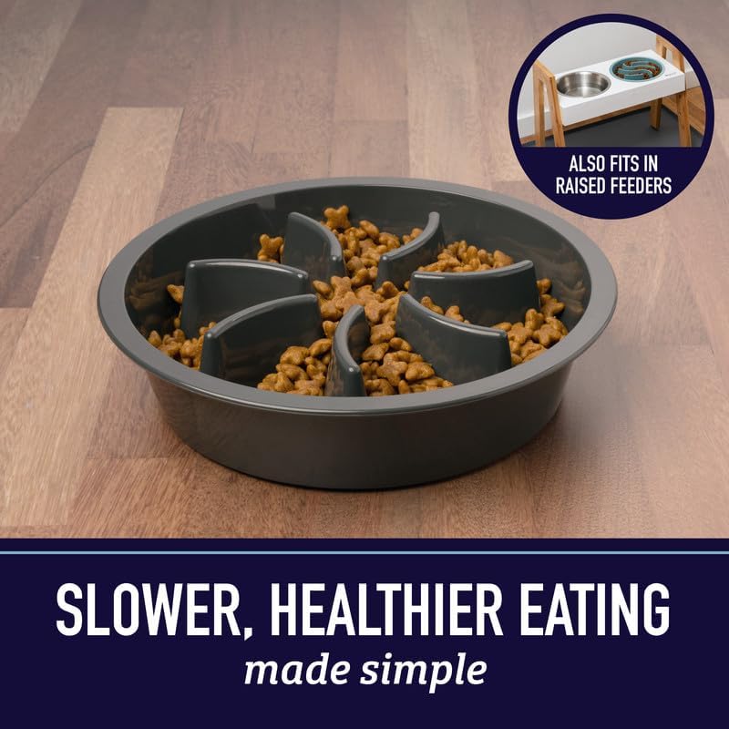 Slow Feed Dog Bowl for Raised Pet Feeders - 1.5-Cup Star Maze Bowl for 6-6.25 Inch Feeder Holes