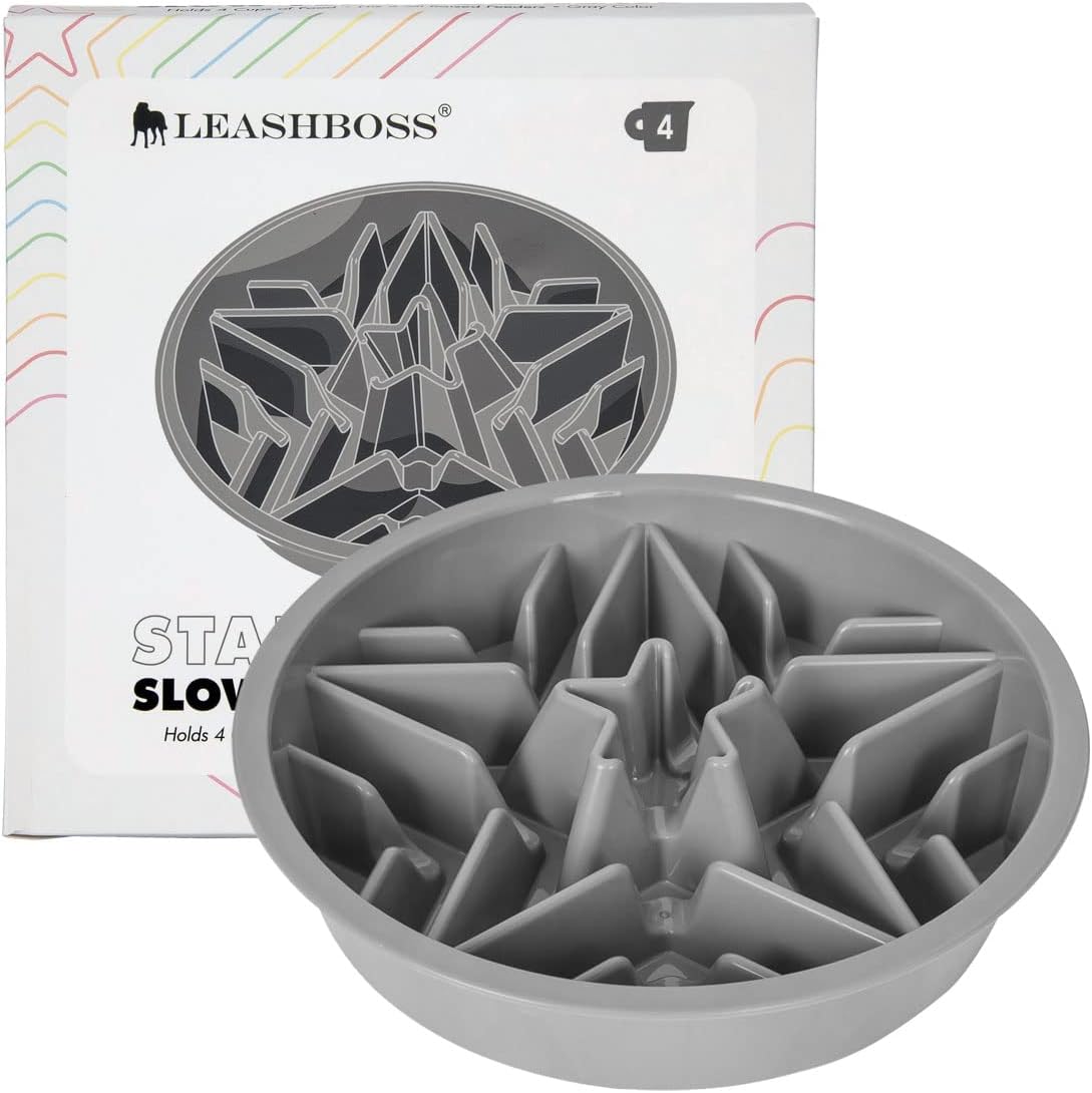 Slow Feed Dog Bowl for Raised Pet Feeders - 4-Cup Star Maze Bowl for 8.9-9.25 Inch Feeder Holes