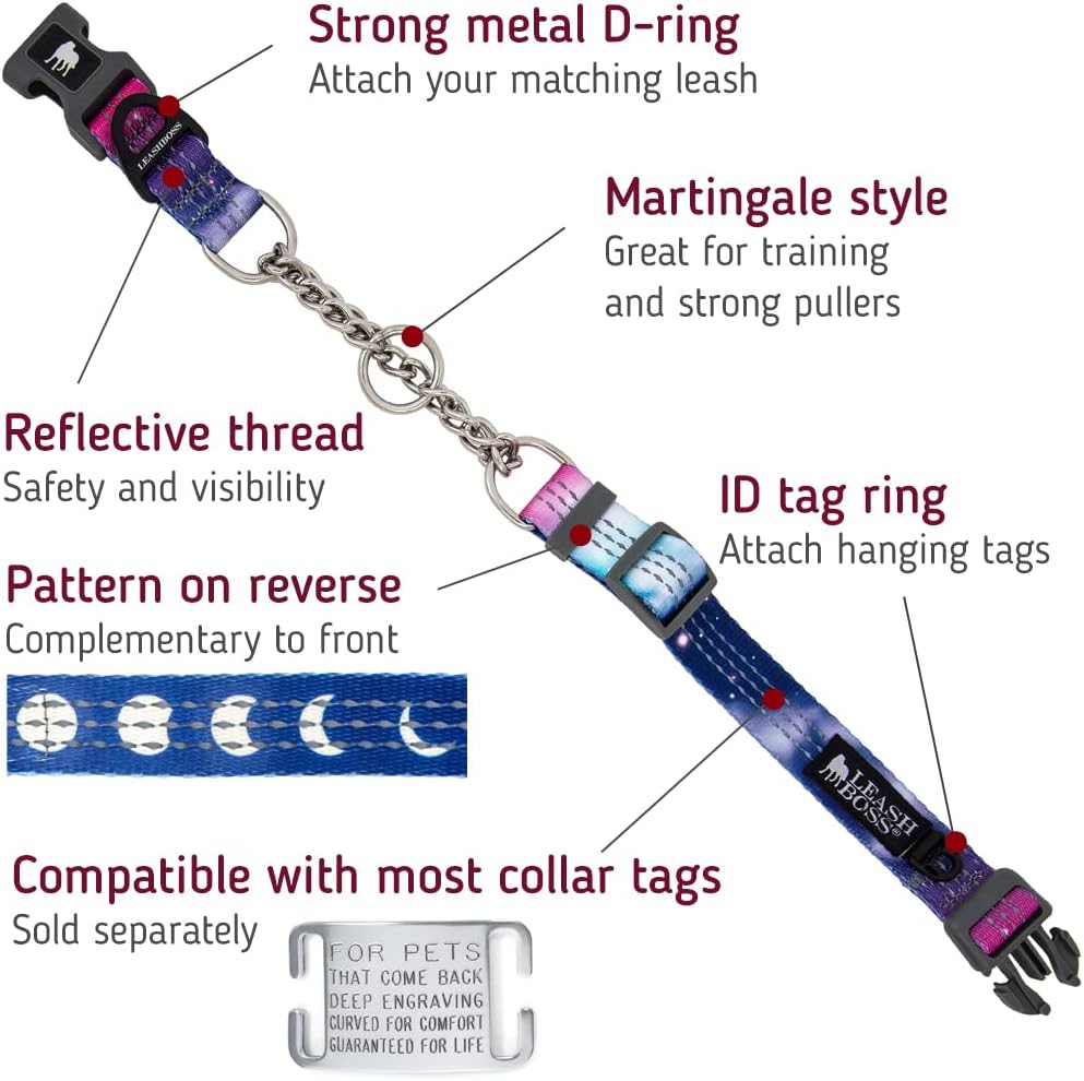 Patterned Reflective Chain Martingale Dog Collar - Pattern Collection