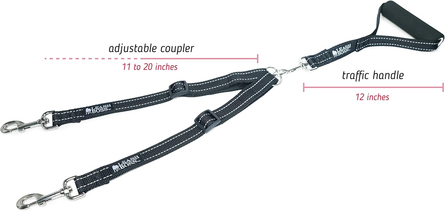 Leash Boss Duo - Adjustable Two Dog Leash with Handle for Large Dogs