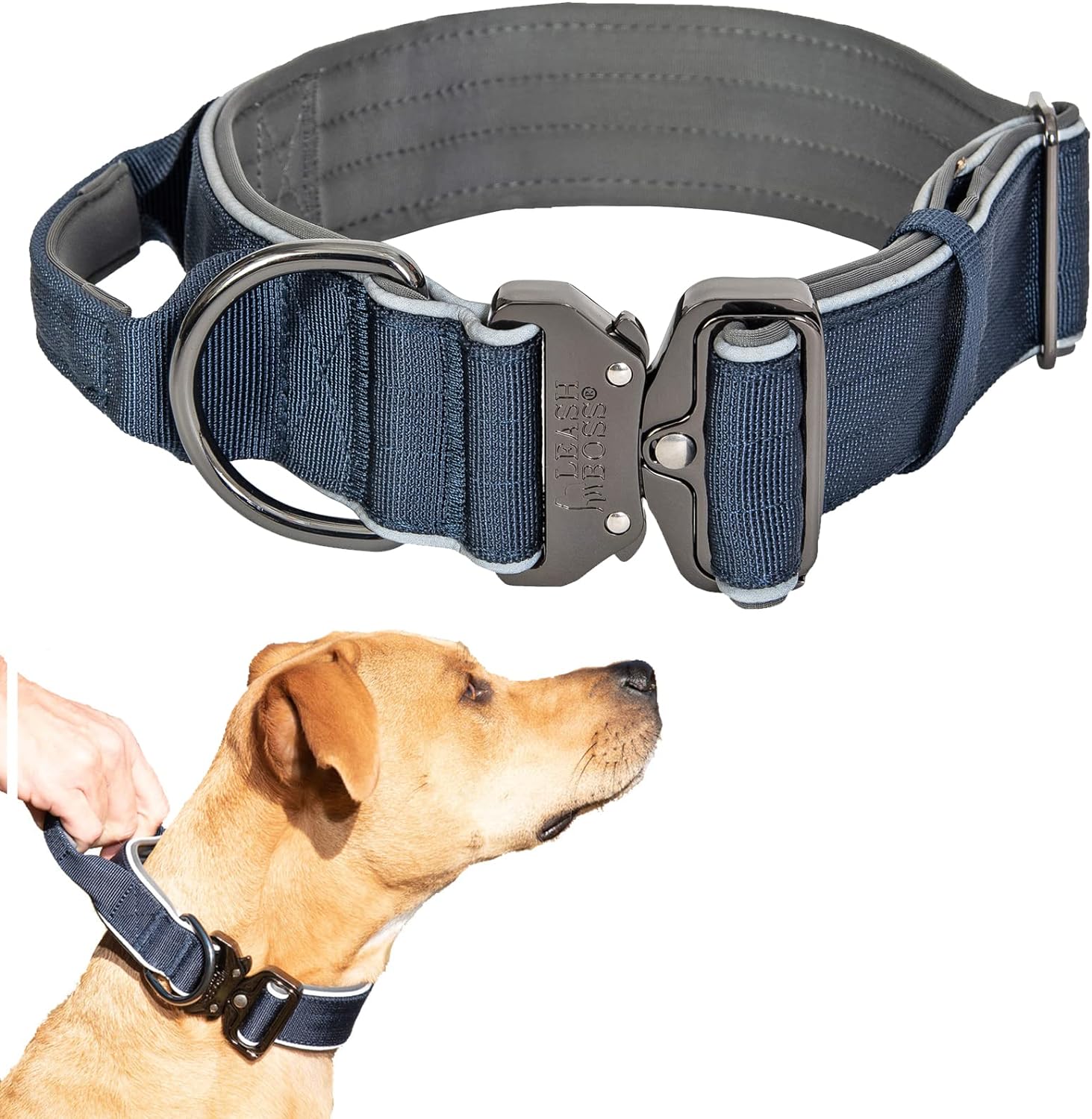 Tactical Dog Collar with Reflective Strips and Cobra Buckle