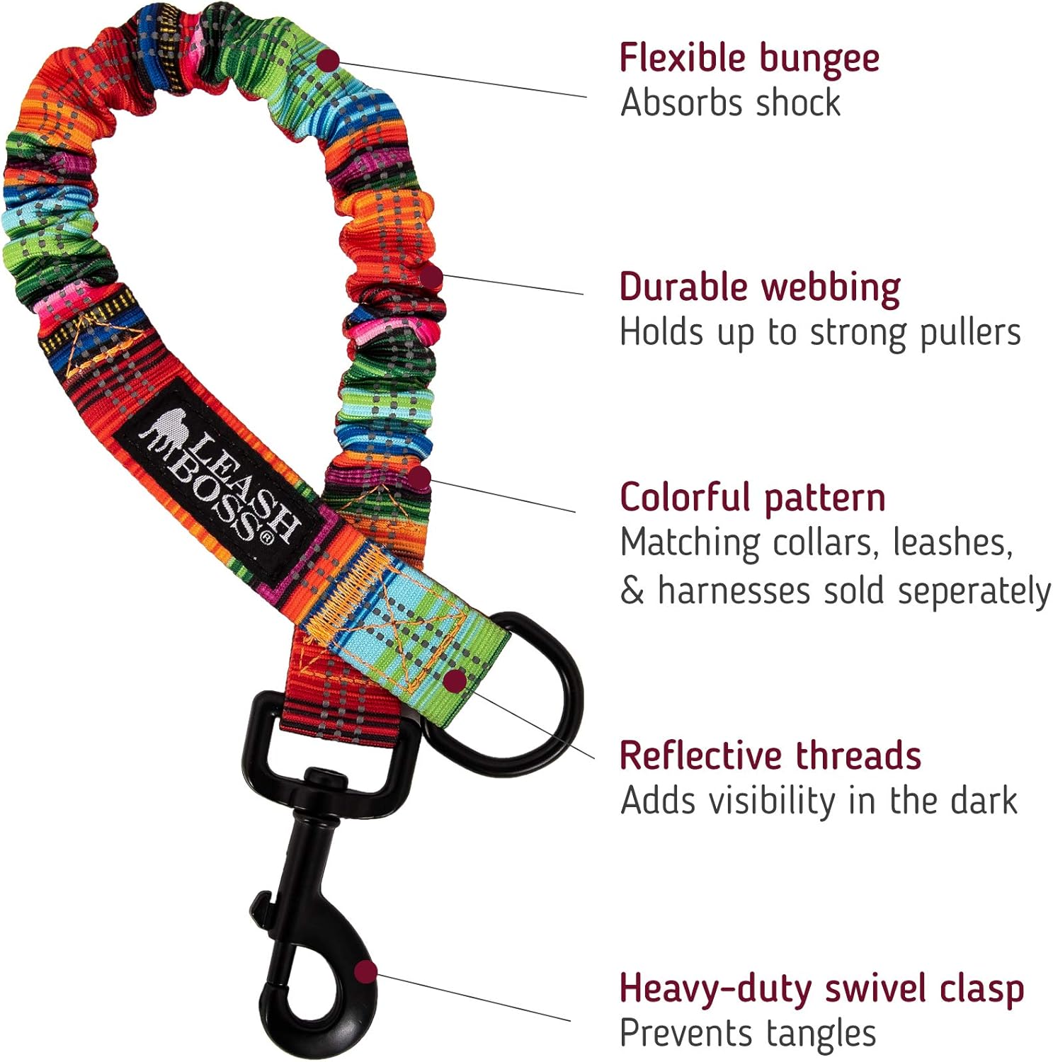 Patterned 18&quot; Shock Absorbing Bungee Leash Extender - Pattern Collection