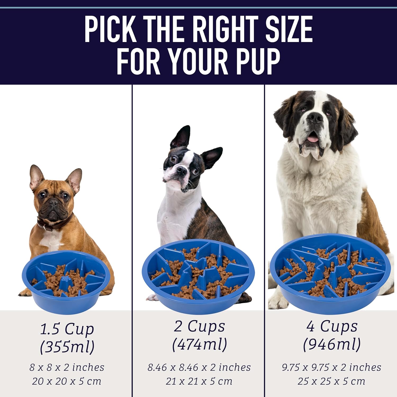 Slow Feed Dog Bowl for Raised Pet Feeders - 2-Cup Star Maze Bowl for 7.5-8 Inch Feeder Holes