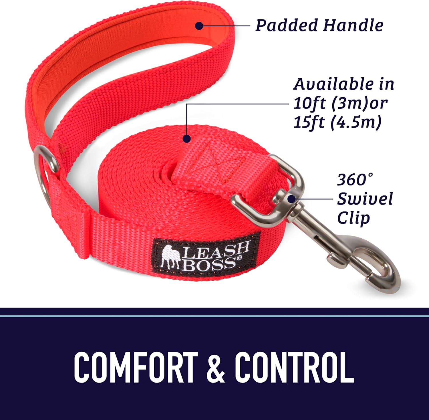 15 Foot Dog Leash with Padded Handle