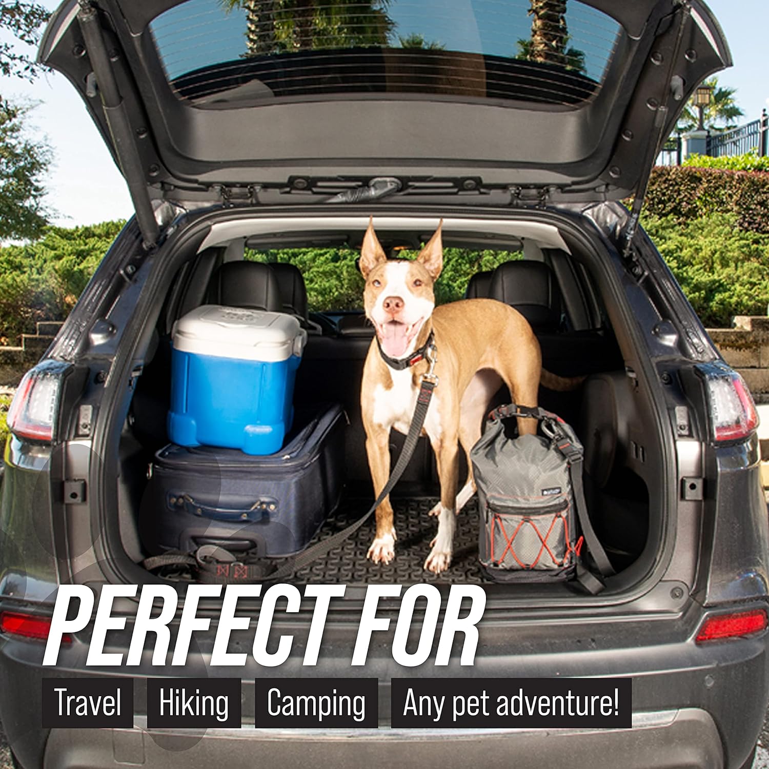 KibbleGo Travel Dog Food Carrier Bag, Top-Rated Canine Meal Companion. Explore the best portable dog food storage with built-in poop bag dispenser and convenient front pocket. Perfect for on-the-go adventures. Purchase the ultimate travel dog accessory for happy tails and hassle-free journeys. Your trusted solution for canine dining essentials.