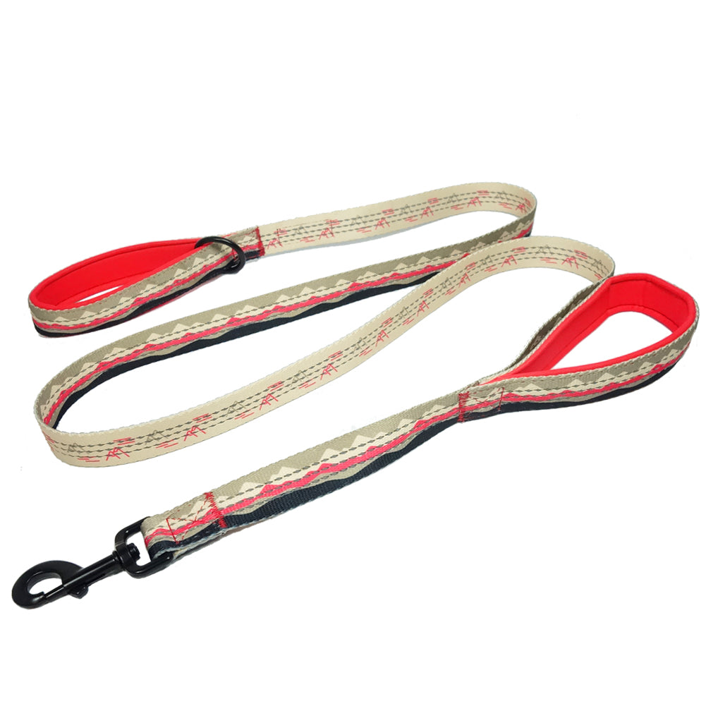 nhance your dog walking experience with the Leashboss Double Handle Dog Leash from the Pattern Collection. This 6Ft Reflective Dog Leash is ideal for large or medium dogs that pull. Featuring two padded handles, it ensures comfort and control, making walks safer and more enjoyable. Upgrade your pet gear today.