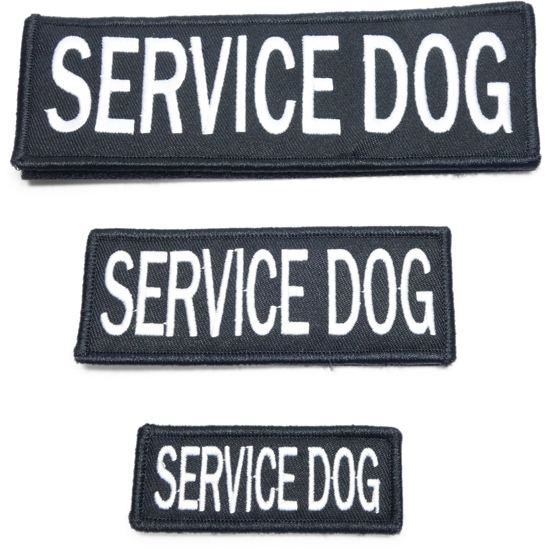 Leashboss Service Dog Patches for Vest - Embroidered 2 Pack - Hook and Loop Both Sides - Sizes 3 (Service Dog, 2 x 6 inch)