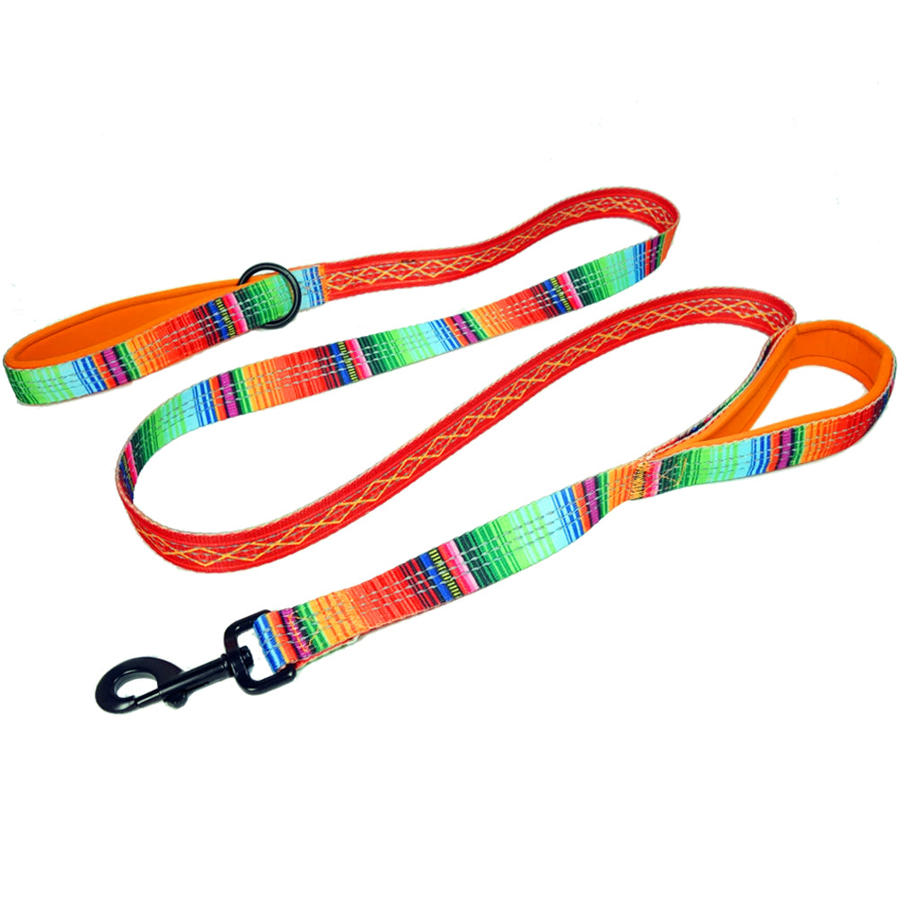 nhance your dog walking experience with the Leashboss Double Handle Dog Leash from the Pattern Collection. This 6Ft Reflective Dog Leash is ideal for large or medium dogs that pull. Featuring two padded handles, it ensures comfort and control, making walks safer and more enjoyable. Upgrade your pet gear today.